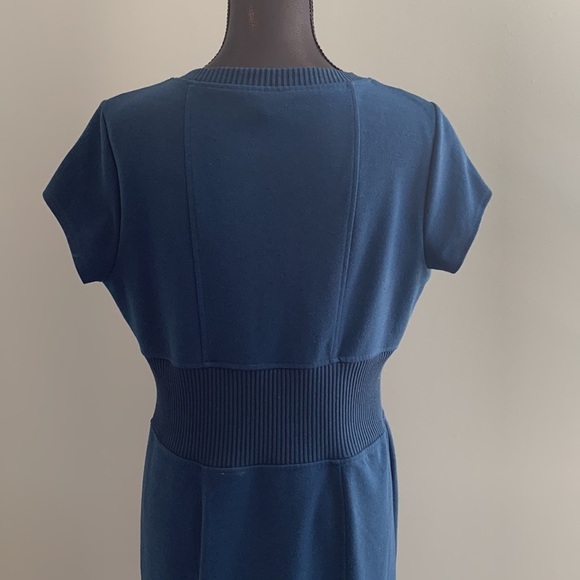 Spense Midnight Blue Cap Sleeve Knee Length Knit Dress with Zipper Size 14 - Picture 3 of 10